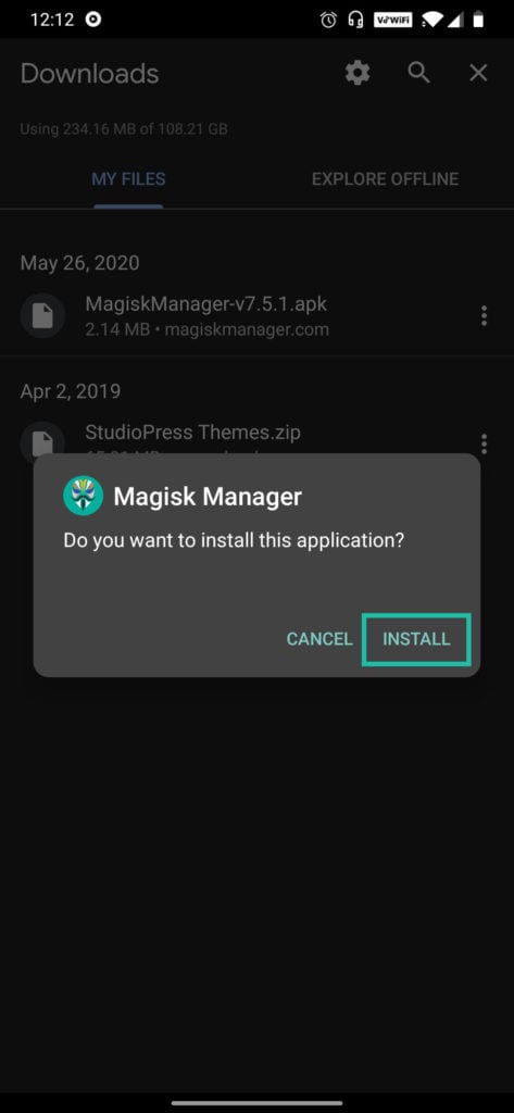 Installation Magisk Manager